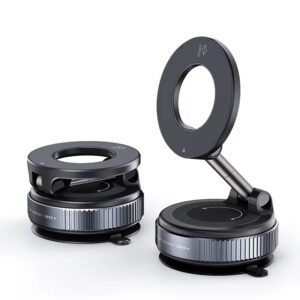Magnetic Car Phone Holder with 360° Rotation – Mini Foldable Stand with Strong Suction Cup & Magnetic Ring, Compatible with All Smartphones, Ideal for Mirror, Dashboard, Shower & Smooth Surfaces