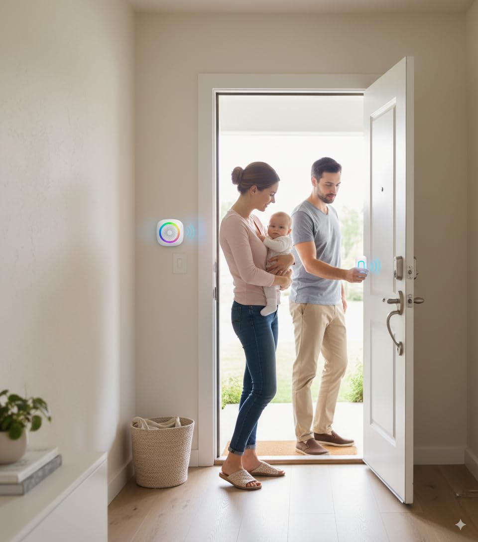 Wireless Calling Bell with Remote and AC 220V Plug-in Receiver, Waterproof Button, 400M Long Range, Portable Doorbell with 60 Chimes, 5 Adjustable Volume Levels - Image 3