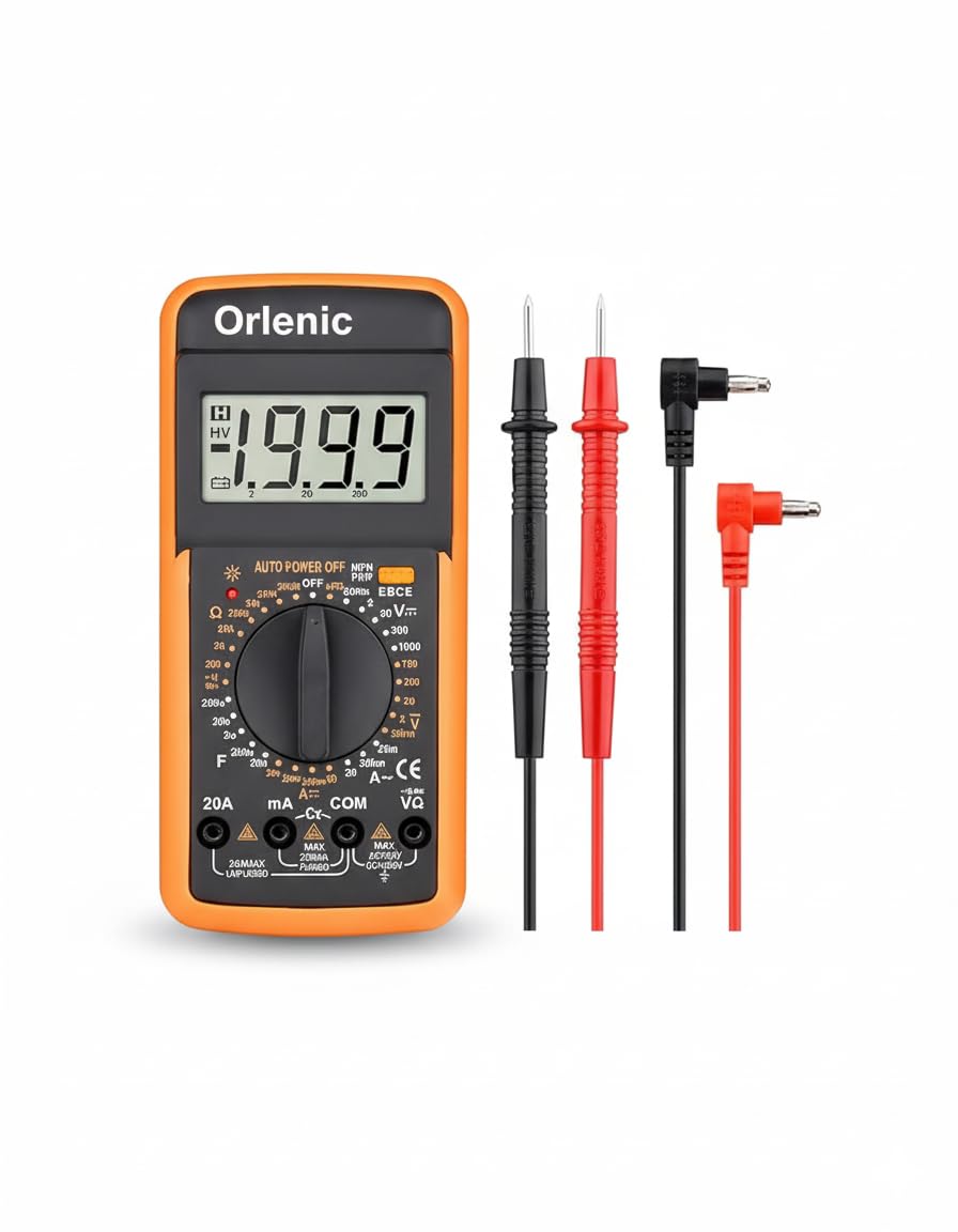 Professional Digital Multimeter Handheld Tester with LCD Display – AC/DC Voltage, Current, Resistance, Capacitance, Frequency Measurement – Auto-Ranging Multimeter for Electrical
