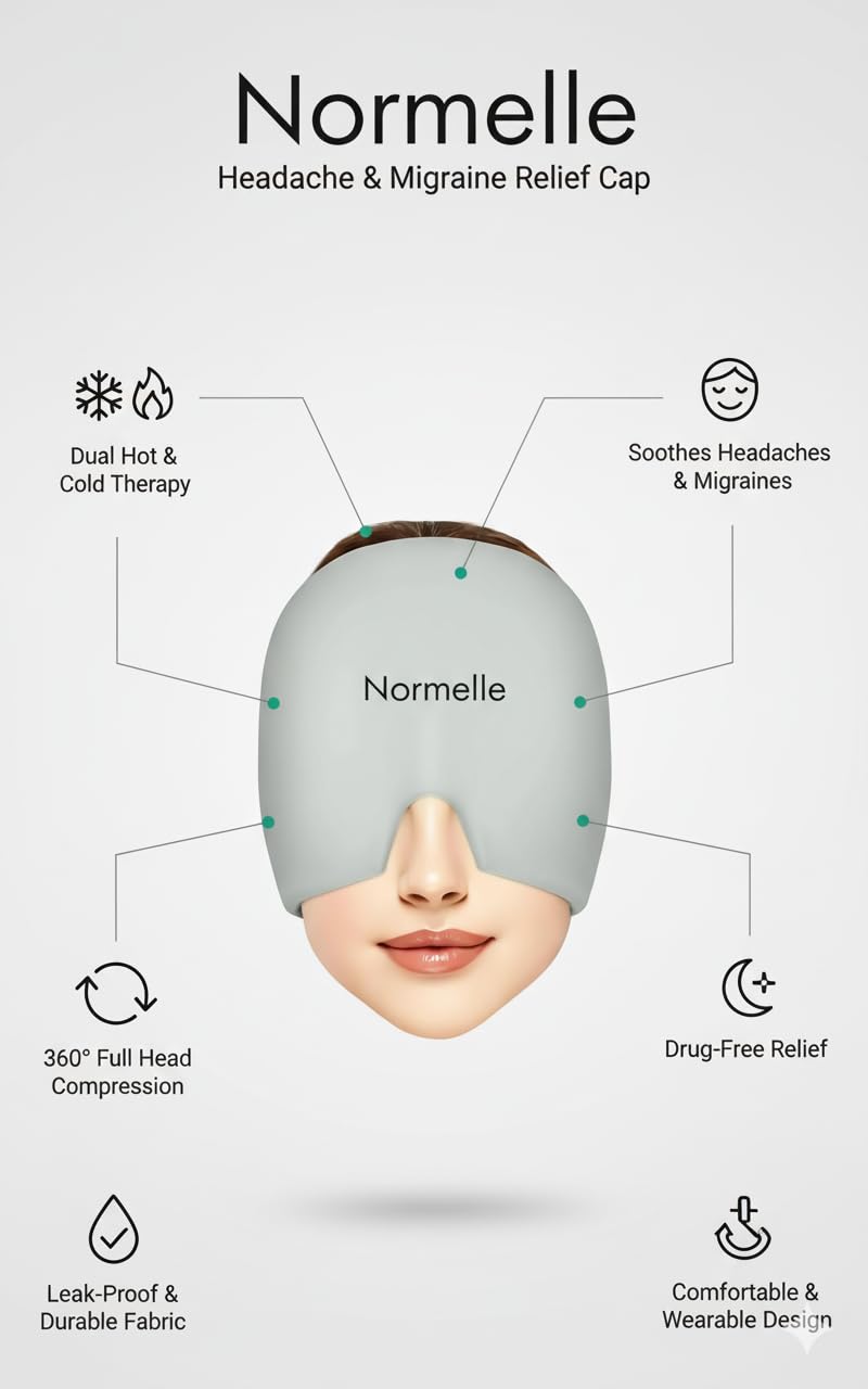 Migraine Relief Gel Hat for Cold and Hot Therapy – 180° Compression Headache Cap for Tension, Sinus & Head Pain – Reusable Gel Beanie for Sleeping, Office, Travel - Image 7