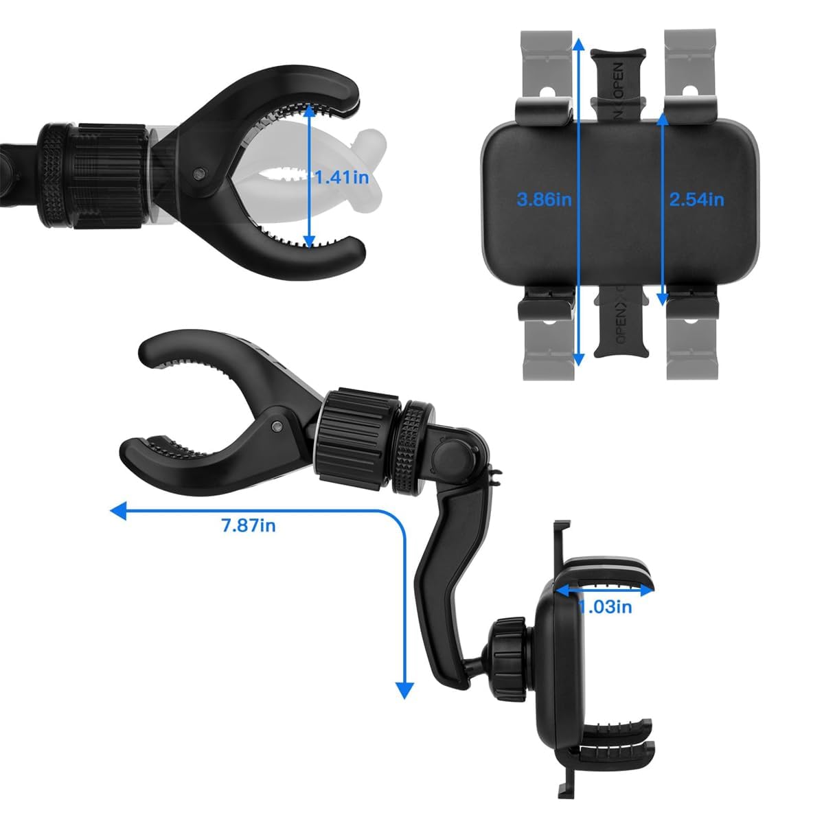 universal rearview mirror phone mount – 360° adjustable rotating car holder, four-point secure grip, hands-free driving support, strong ABS clamp for daily commuting, ride share, road trips - Image 3