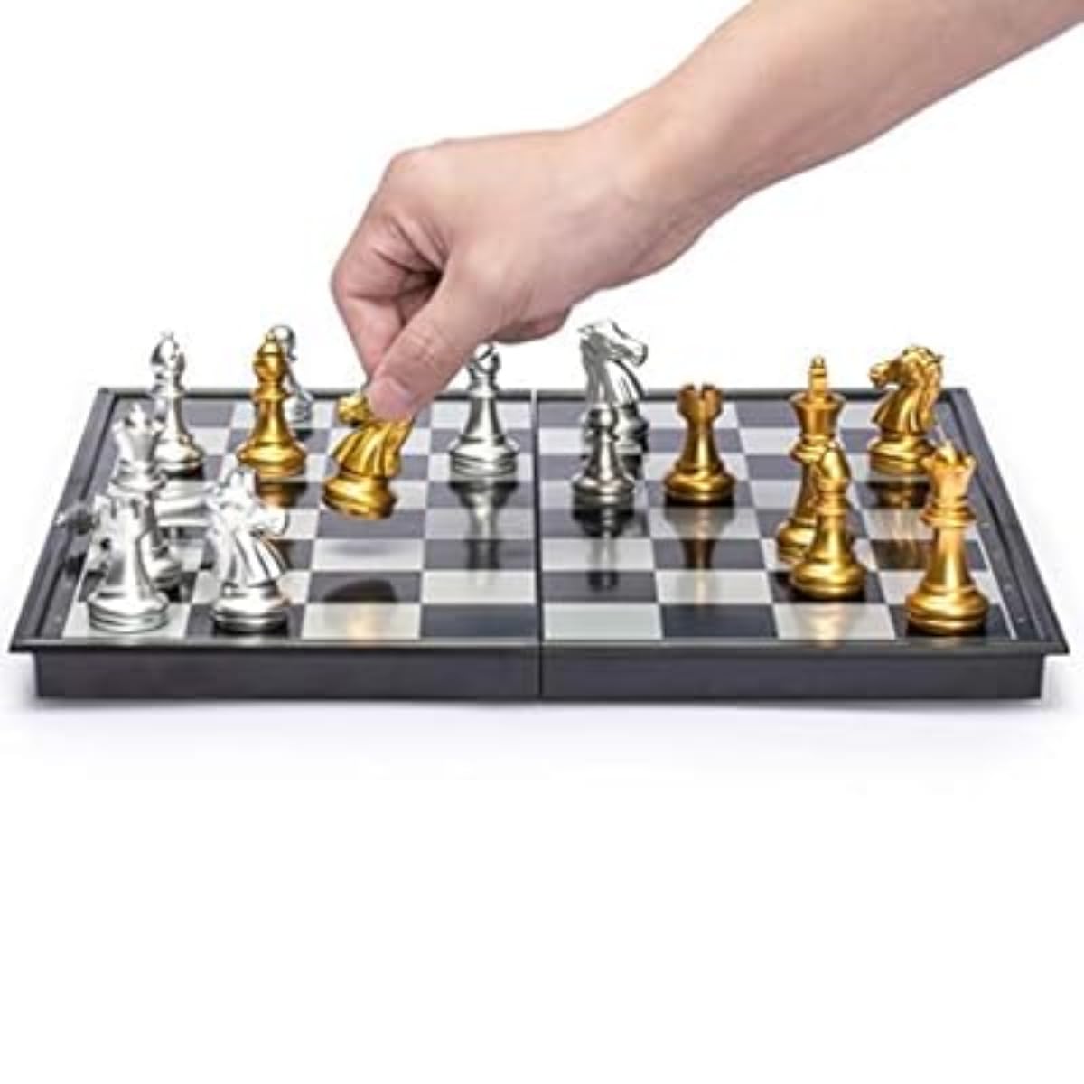 Portable Magnetic Chess Set / 12.4" Folding Travel Board, Strong Magnetic Hold, Premium Wooden Design, No Lost Pieces on the Go, Perfect for Road Trips & Family Fun – Compact & Durable