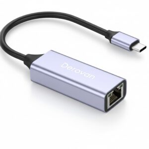 USB‑C to Gigabit Ethernet Adapter – 1 Gbps Wired LAN Dongle for USB‑C Devices | Plug‑and‑Play for Windows/macOS/Chrome OS, Aluminum Alloy