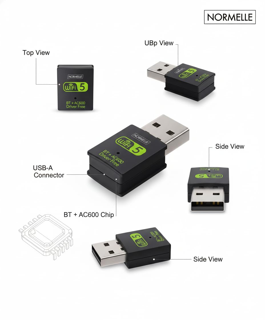 WiFi Bluetooth USB Adapter for PC Laptop, 600Mbps Dual Band Wireless Dongle 2.4G/5.8G, USB WiFi Network Card Receiver with Bluetooth 4.2, Plug and Play, Compatible with Win 7/8/8.1/10/XP - Image 5