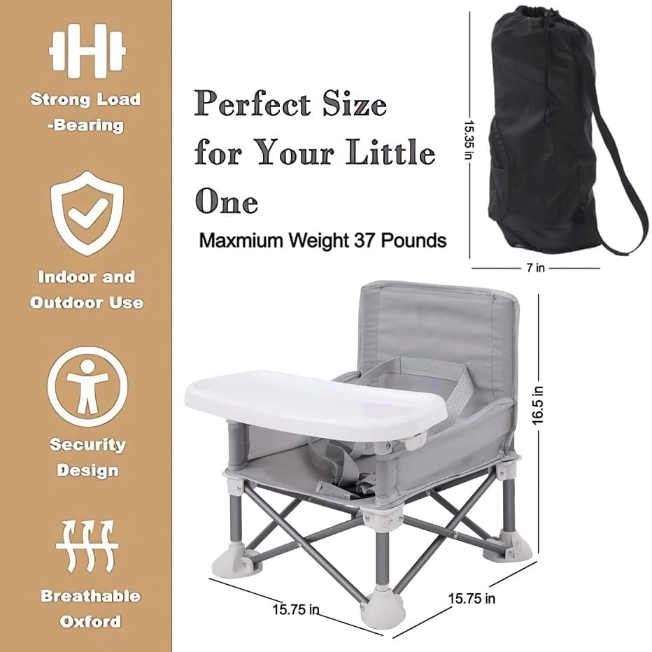 Compact Booster Seat for Baby – Lightweight Folding Travel High Chair with Secure Harness & BPA-Free Tray, Fits Most Dining Chairs, Ideal for 6M to 3Y - Image 3