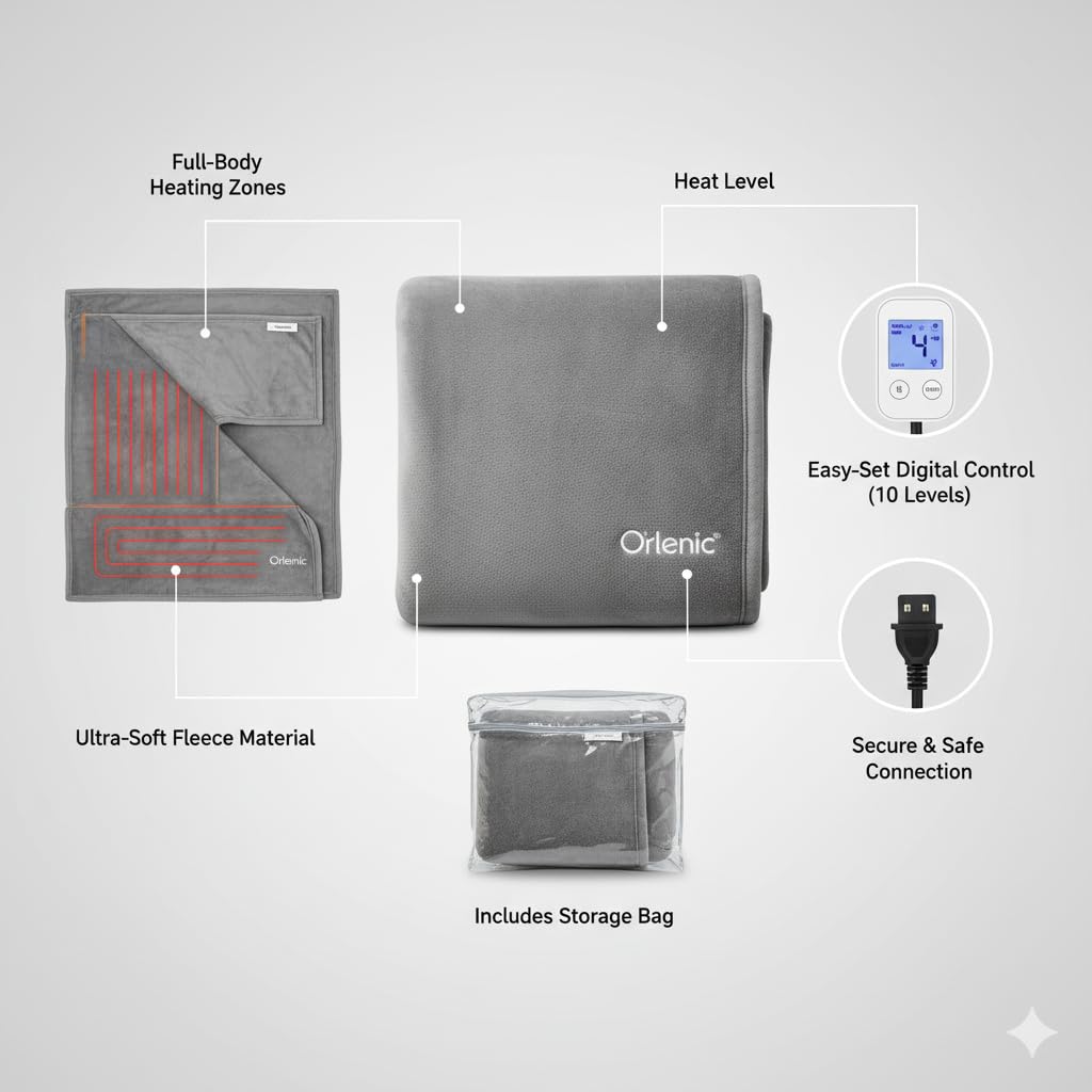 Heated Wearable Blanket Robe with USB Power – 3 Heating Levels, Machine Washable, Portable Heated Hoodie Throw for Indoors Outdoors Office Travel – Soft Coral Fleece Blanket - Image 5