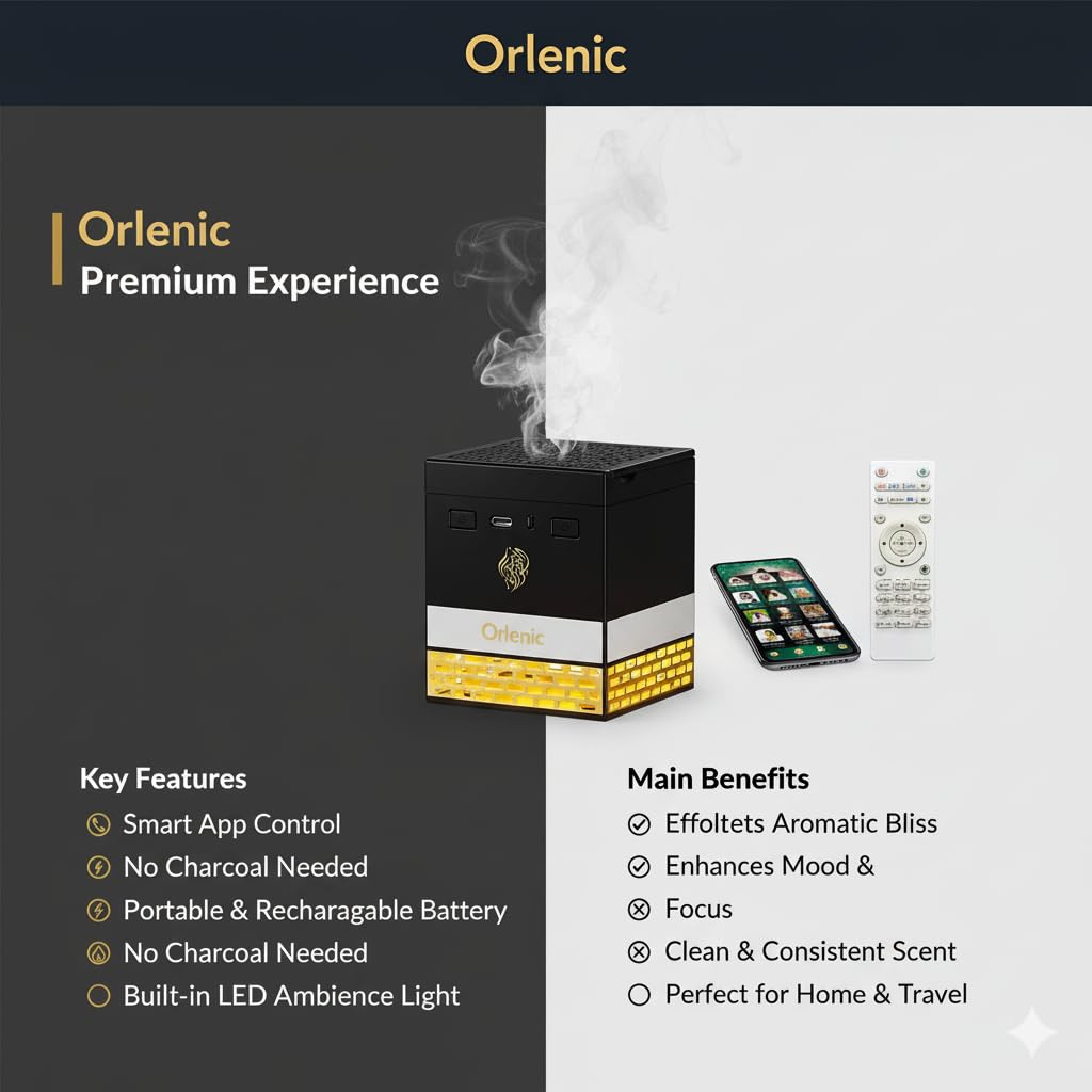 Kaaba Quran Speaker with Bakhoor Burner, Bluetooth APP Controlled Azan Speaker with Remote, Dimmable Color Changing Night Light, 114 Surahs, 16 Reciters, Multi-Language Translation, Gold - Image 7