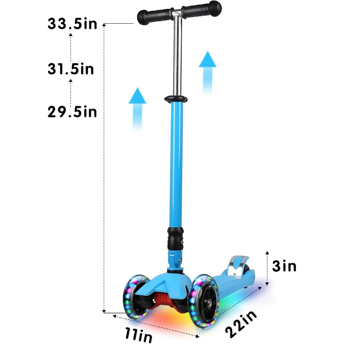 Wheel Kids Scooter / 4 Height Adjustable Kick Scooter with Flashing Wheels for Boys & Girls Ages 3-13, Foldable & Portable Outdoor Toy - Image 5