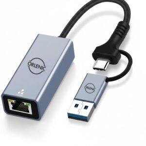 USB 3.0 and USB C to Ethernet Adapter – Gigabit RJ45 LAN Network Adapter 1000 Mbps – USB Type C to RJ45 for MacBook, Chromebook, Windows 11/10/8/7, Linux, Surface, iPad, Laptop, PC