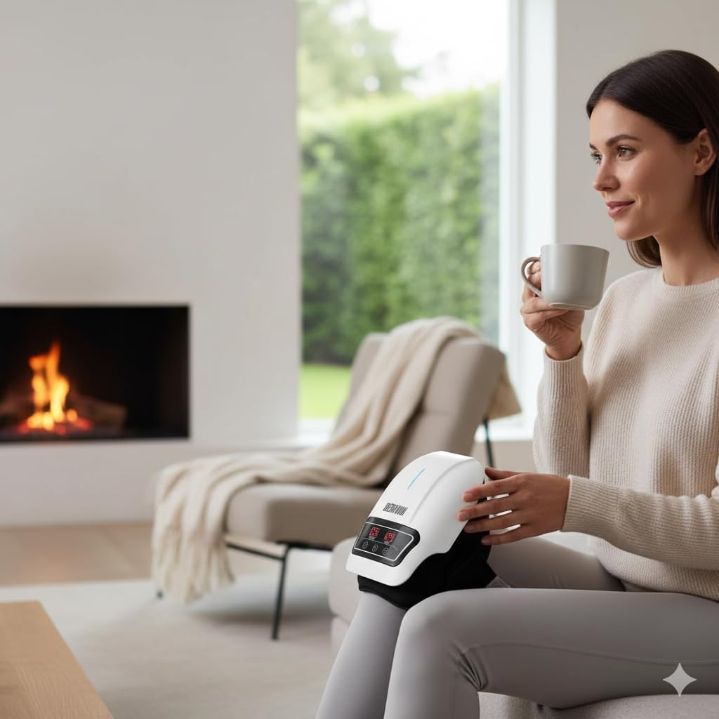 Smart Knee Massager – Triple Therapy: Heat (40–45 °C), 3 Vibration Levels & Hand-Mimic Massage | USB Rechargeable, LED Touch Control, Portable Relief - Image 2