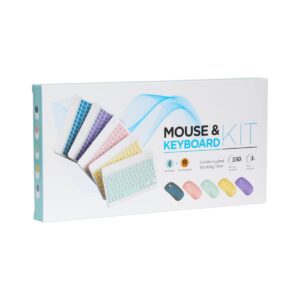 Wireless Keyboard and Mouse Combo Round Keys, Compact Travel Case, Ergonomic Wrist Support, Bluetooth & Wired Options for iPad, Logitech, Gaming, Mac, and More