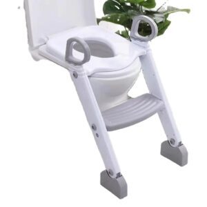 Potty Training Seat for Kids – Adjustable Toilet Trainer with Handles & Backrest, Step Stool Ladder, Fits Round & Oval Toilets, Safe & Comfortable Potty Chair for Boys & Girls Foldable & Easy to Clean