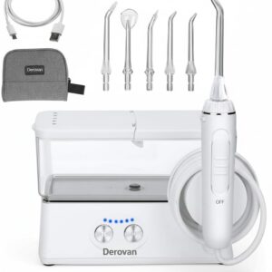 Cordless Water Flosser – USB-C Rechargeable Oral Irrigator, 6 Water Modes, 5 Nozzles, IPX7 Waterproof, 420 ml Removable Tank