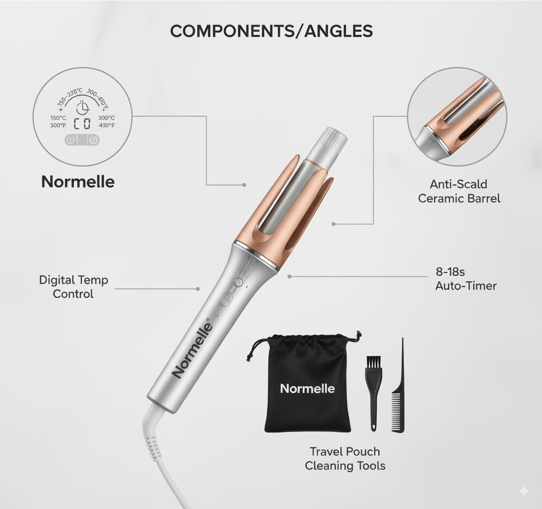 Automatic Curling Iron 1 1/4 Inch Ceramic Hair Curler | Fast Heating Rotating Wand with 3 Temperature Settings, Anti-Scald, Anti-Tangle, 2-Way Rotation, Auto Shut-Off - Image 3