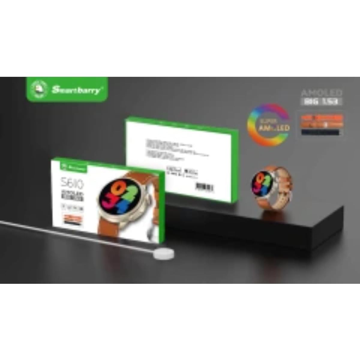 Ultra-Thin Smartwatch, Advanced Fitness Tracking, GPS, BT Call, Water-Resistant, Long Battery Life, Stylish Black, Orange Design - Image 2