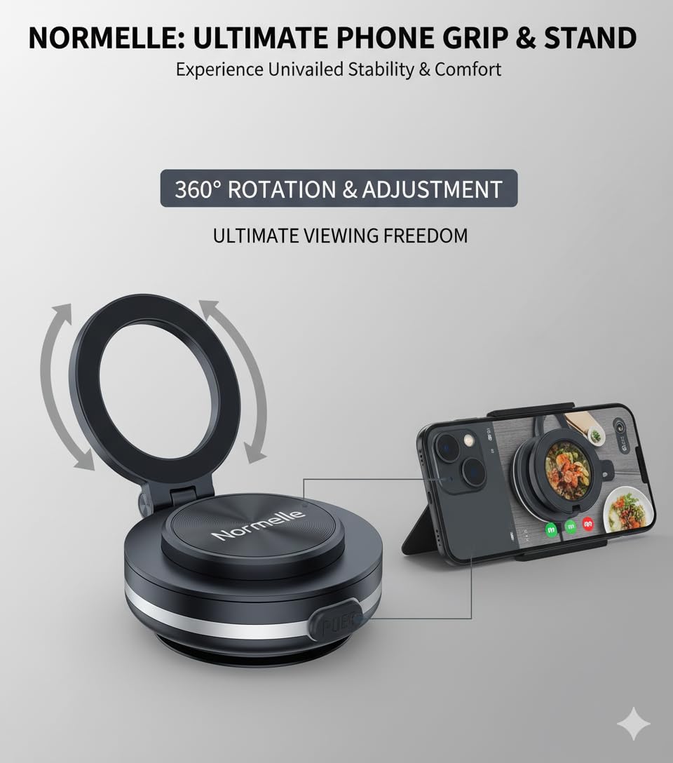 Magnetic Vacuum Suction Car Phone Holder Mount C1, 360° Rotating & 270° Folding, Strong Suction for Smooth Surfaces, Dashboard, Glass, Kitchen, Gym, Shower, Compatible with IOS & Android - Image 4