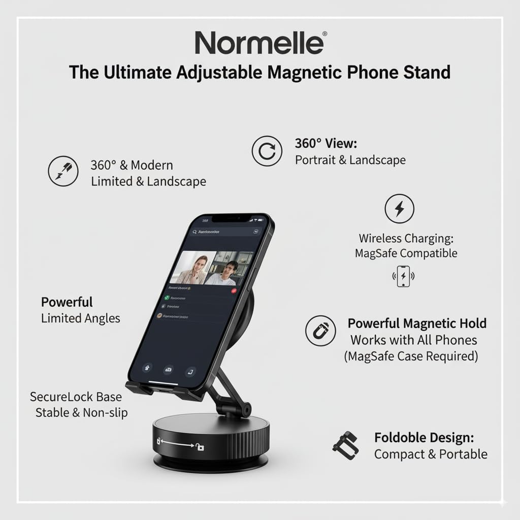 Universal Magnetic Phone Holder Stand for Car, 360° Rotatable Zinc Alloy Suction Cup Mount, Compatible with All Smartphones, Smooth Surface or Adhesive Pad for Home, Gym, Office, Travel - Image 2