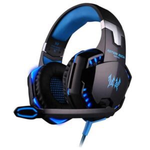G2000 Wired Headset with Microphone, LED Light, Deep Bass - Top PC Stereo Headphones for Computer Gamers, Laptop Gaming - Kotion Each Headset with Mic and Luminous Earphones in Blue
