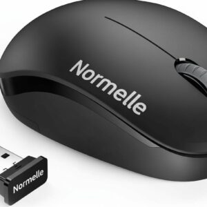 Wireless Mouse 2.4G Cordless Optical Computer Mouse with USB Nano Receiver, Noiseless Click, Slim Portable Ergonomic Design, Energy Saving Silent Mice for Laptop, PC, MacBook, Tablet – Black