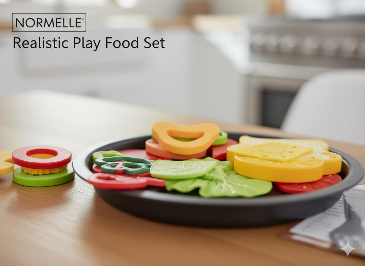 Pizza Play Food Set for Kids, Pretend Kitchen Cooking Toy with Sliced Pizza, Toppings, Dessert, Drinks, Cutlery, Tray, Pizza Box and Order Card, Role Play Food Toy for Boys and Girls Age 3+ - Image 3