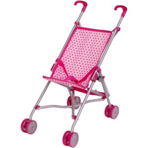 Doll Stroller/Lightweight Pink Foldable Toy Stroller with Safety Belt & Star Pattern for Kids