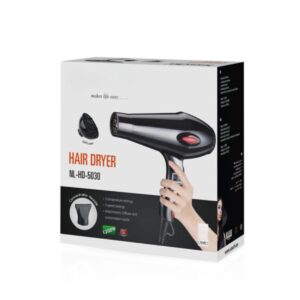 Hair Dryer Travel Compact & Powerful | Folding Design with 11mm Concentrator Nozzle, 2 Heat & Speed Settings, Cool Shot, Lightweight, Fast Drying & Smooth Finish, Black