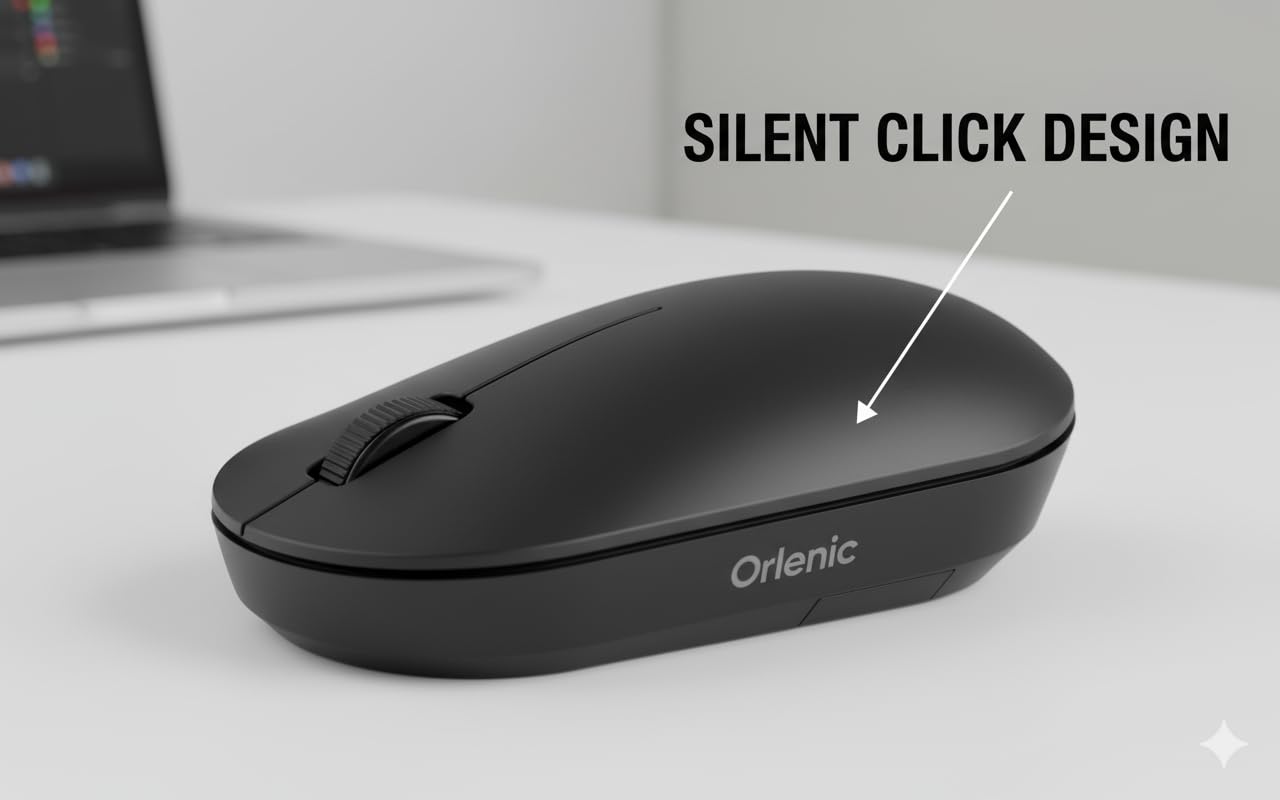 Wireless Mouse Lite 2.4G & Bluetooth Dual Mode, Ergonomic PC Mouse with Silent Click, Optical Sensor, Adjustable DPI, Portable Laptop Mouse for Windows Mac Computer Gaming – Black - Image 4