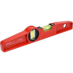 250mm Trapezoidal Spirit Level – Magnetic Base, Dual Vials, ±0.5mm/m Accuracy, Die-Cast Aluminum, Powder-Coated, Compact & Durable Level Tool for Construction and DIY