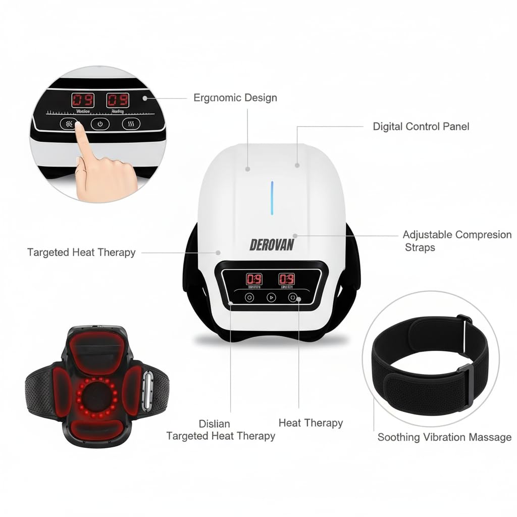 Smart Knee Massager – Triple Therapy: Heat (40–45 °C), 3 Vibration Levels & Hand-Mimic Massage | USB Rechargeable, LED Touch Control, Portable Relief - Image 5