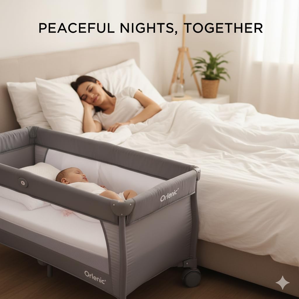 3-in-1 Electric Baby Bassinet Bedside Crib and Swing Cradle with Adjustable Height, Breathable Mesh Sides, Mosquito Net, Soft Mattress, Portable Infant Sleeper for Newborns and Toddlers - Image 3