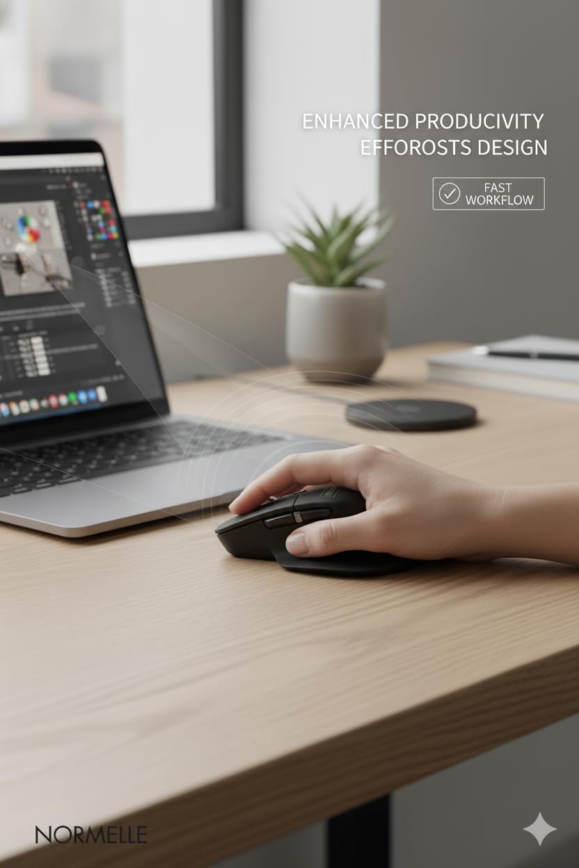 Wireless Business Laser Mouse Graphite, Bluetooth & USB-C Rechargeable, 4000 DPI Darkfield Sensor, Multi-Device Easy-Switch, Ultrfast Magnetic Scroll Wheel, Ergonomic Design - Image 4