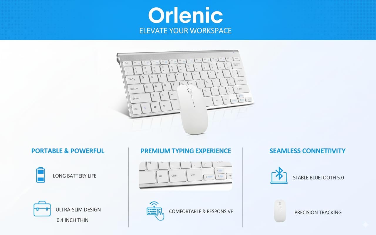 2.4GHz Wireless Keyboard and Mouse Combo Ultra Slim Full Size Quiet Keys with Ergonomic Design and 1600 DPI Mouse, Compact USB Receiver Set Compatible with Desktop Laptop - Image 3