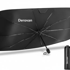 Foldable Windshield Sunshade Umbrella – 52″×31″ Front Window Heat Insulation with 5‑Layer UV Coating & Fiberglass Frame – Fits Sedan & SUV Windshields
