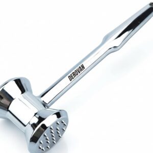 Stainless Steel Meat Tenderizer Hammer – Dual‑Side Flat & Textured Heads, Hanging Loop, Heavy‑Duty Kitchen Mallet