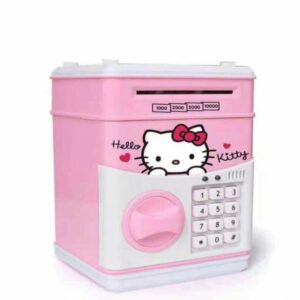 Cartoon Saving Box, ATM Piggy Bank with Password (Kitty) / Children's Money Bank with Coin Slot Recognition, Security Features, and Savings Target Setting/Durable, Fun, and Educational Money