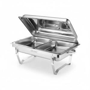 Stainless Steel Chafing Dish Buffet Server with 2 Food Trays, Rectangular Catering Warmer for Restaurants, Hotels, Parties, Weddings, Banquets – Large Capacity Buffet Food Warmer
