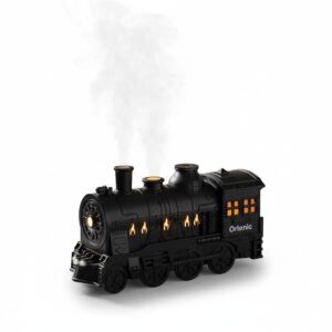 Train-Shaped Essential Oil Diffuser Humidifier – Cool Mist Aromatherapy Diffuser with Smoke Ring Effect, 2 Mist Modes, Auto Shut-Off, LED Lights for Kids Bedroom Office Desktop Decor