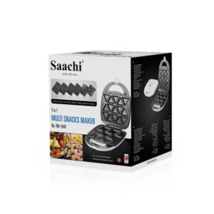 Multi Snack Maker NL-7M-1542-BK /15 Pcs Samosa Maker, 24 Pcs Nutty Bites, 12 Donuts, Biscuits, 4 Waffles, Sandwiches, Removable Non-Stick Plates, 1400W Oil-Free Cooking, Thermostat Contro
