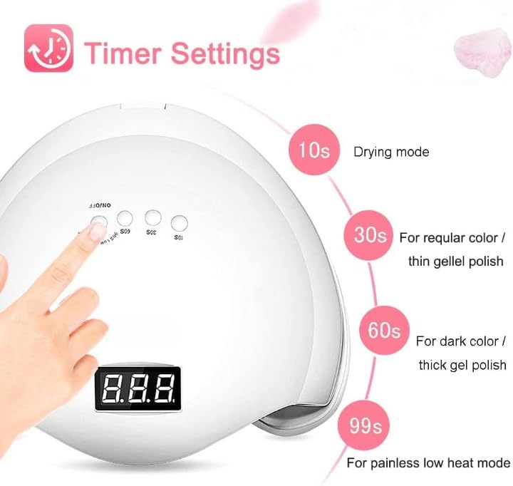 48W UV LED Nail Lamp – Fast Gel Polish & Resin Curing, Smart Auto Sensor & 4 Timer Settings – Professional Dryer for Hands & Feet - Image 5
