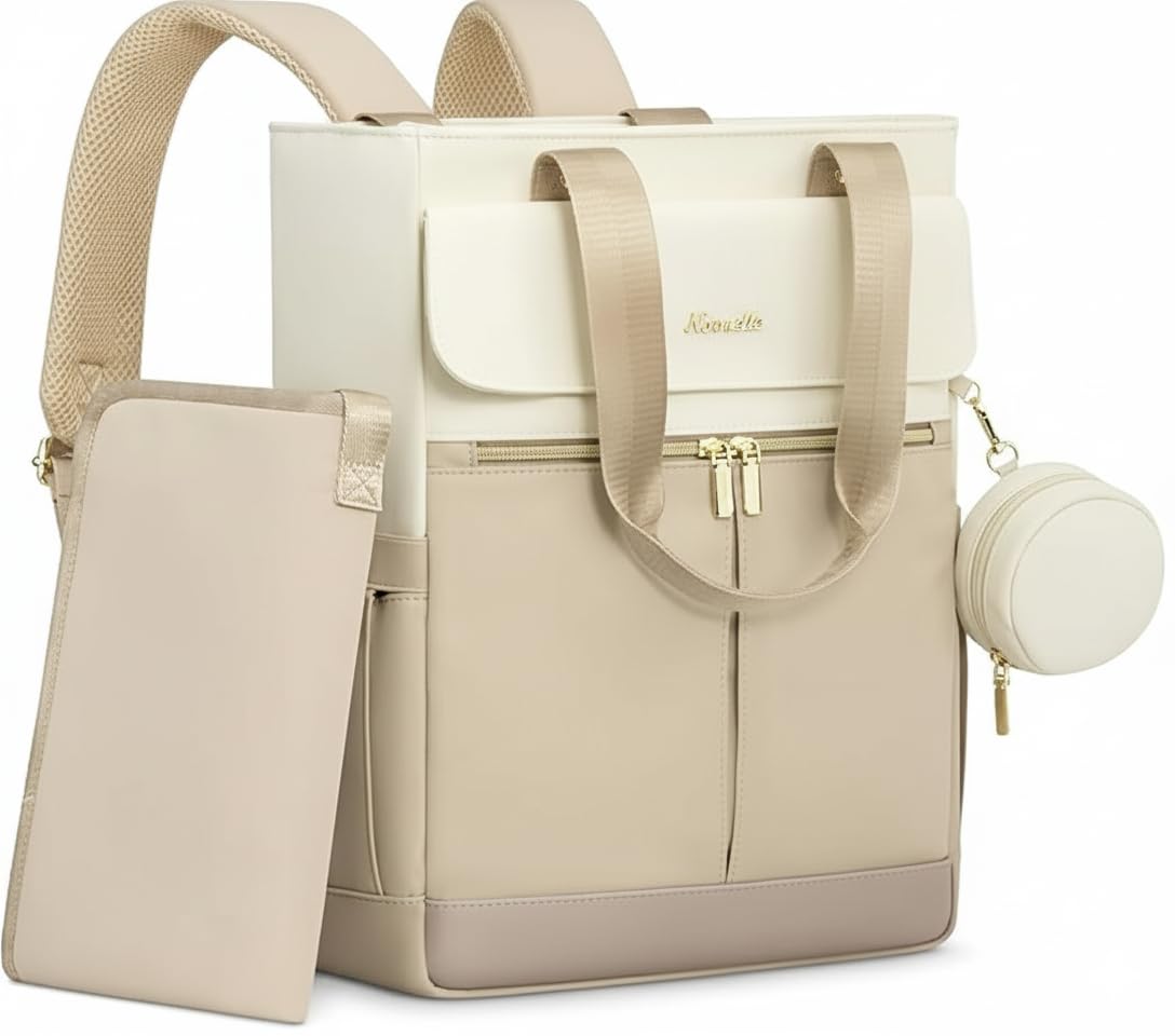 Diaper Bag Backpack with Changing Pad and Pacifier Case, Large Capacity Baby Bag with 13 Pockets, Waterproof Travel Backpack with Insulated Bottle Holders, Stroller Straps