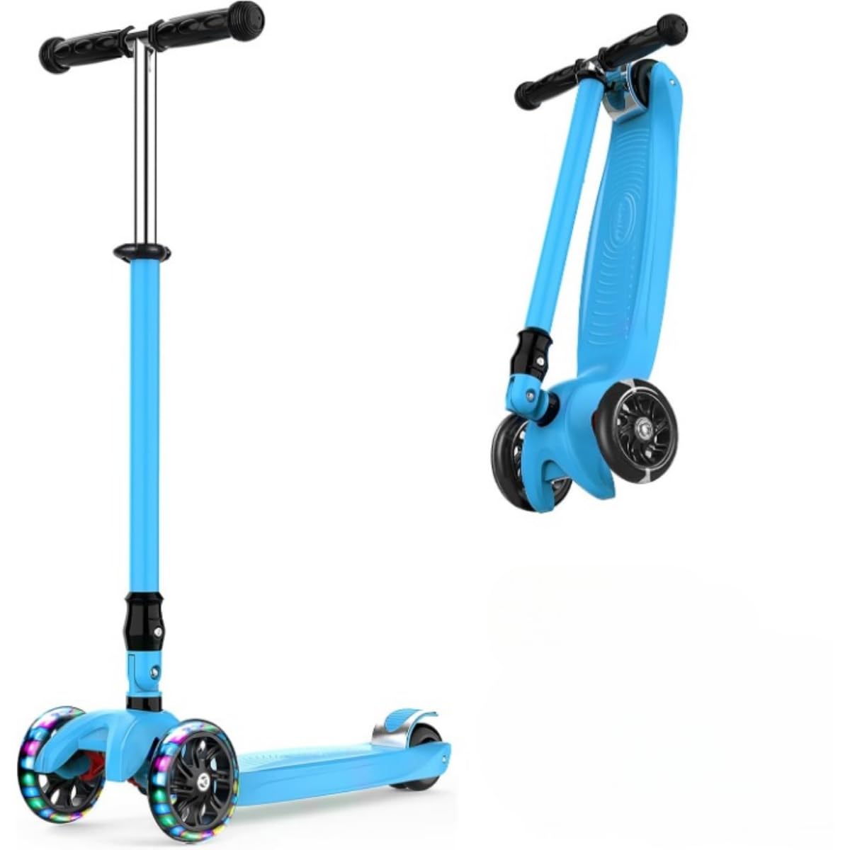 Wheel Kids Scooter / 4 Height Adjustable Kick Scooter with Flashing Wheels for Boys & Girls Ages 3-13, Foldable & Portable Outdoor Toy