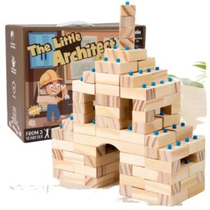 Wooden Architect Building Bricks Set – Creative Construction Toy with Natural Blocks for Kids, Educational STEM Game for Boys & Girls, Enhances Imagination, Coordination & Spatial Thinking