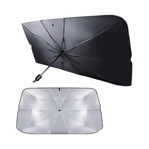 Foldable Car Windshield Sun Shade Umbrella – UV Ray & Heat Protector with Reflective PVC Coating, Easy-to-Use Compact Sun Blocker for Front Window – Keeps Interior Cool & Protected