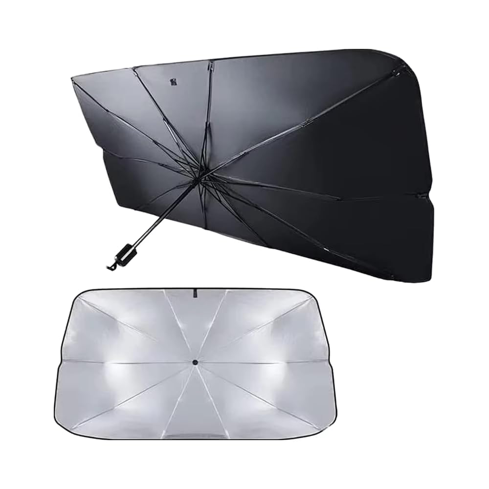 Foldable Car Windshield Sun Shade Umbrella – UV Ray & Heat Protector with Reflective PVC Coating, Easy-to-Use Compact Sun Blocker for Front Window – Keeps Interior Cool & Protected