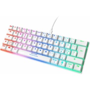 Mini Mechanical Gaming Keyboard – 60% Wired RGB Backlit Keyboard with 61 Keys – Waterproof & Space-Saving Design – White Color – Ideal for PC Gamers, Streamers, and Competitive eSports