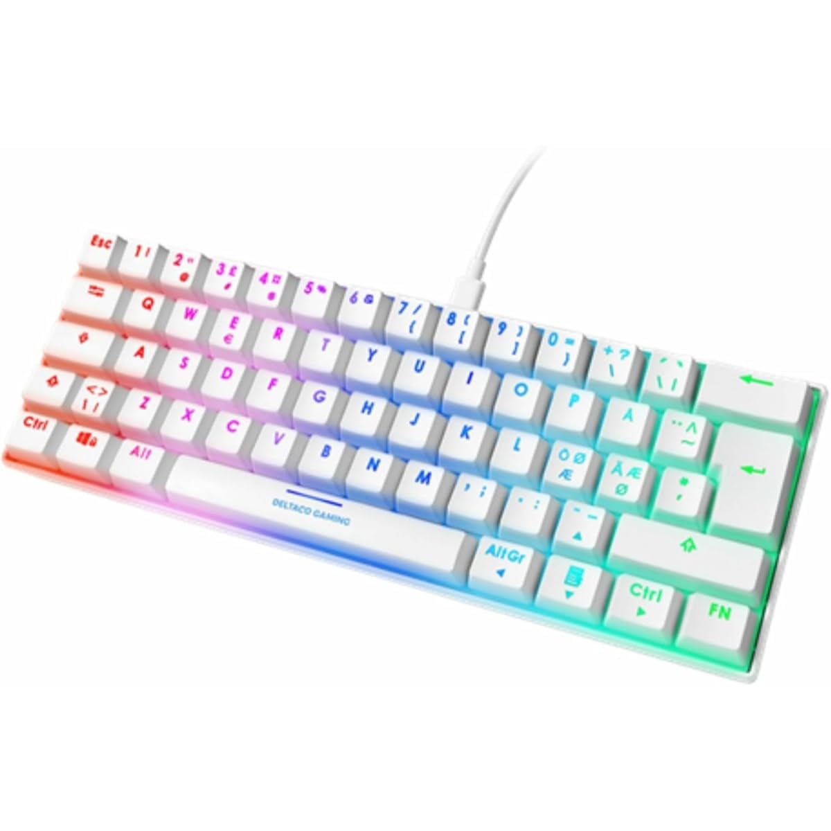 Mini Mechanical Gaming Keyboard – 60% Wired RGB Backlit Keyboard with 61 Keys – Waterproof & Space-Saving Design – White Color – Ideal for PC Gamers, Streamers, and Competitive eSports