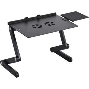 Adjustable Laptop Stand with Cooling Fans & Mouse Pad/Ergonomic, Foldable Laptop Desk for Bed, Sofa & Office – Portable, Lightweight, and Sturdy Aluminum Workstation for Home & Travel