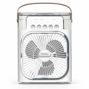 Portable Mini Air Conditioner Fan with LED Light, Desktop Misting Cooler and Humidifier, Oscillating Personal Air Cooling Fan with Timer, 3 Speeds, 600ml Water Tank