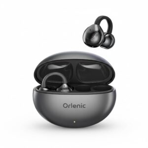 Clip-On Wireless Bluetooth Earphones with Bone Conduction Technology, Waterproof Noise Cancelling Headphones with Long Battery Life, Open Ear Sports Headset with Mic