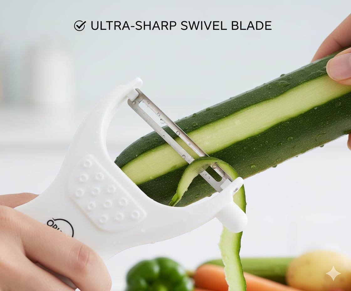 Stainless Steel V Shape Vegetable Fruit Peeler with Cutter – Assorted Color Kitchen Peeler Tool for Potatoes, Carrots, Apples – Rust-Proof Sharp Blade Easy Grip Handle - Image 3